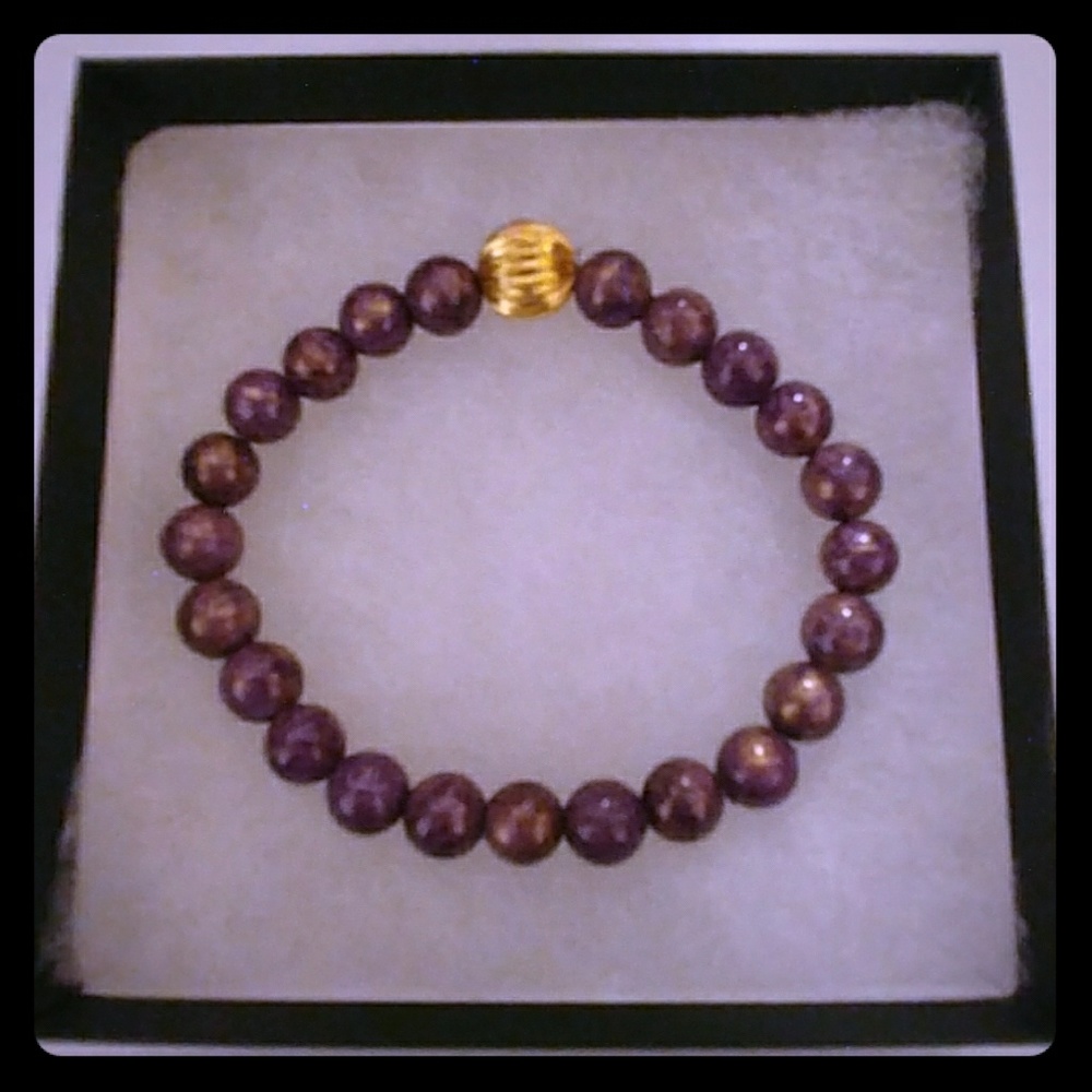 Purple & Gold Jade Stone Bracelet